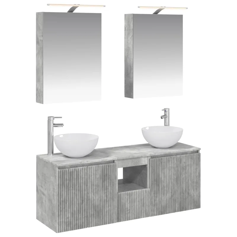 Vonios spintos komplektas 5 pcs Betono pilka 50 x 14,5 x 70 cm
