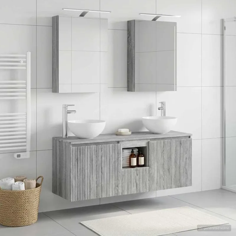 Vonios spintos komplektas 5 pcs Pilka Sonoma 50 x 14,5 x 70 cm