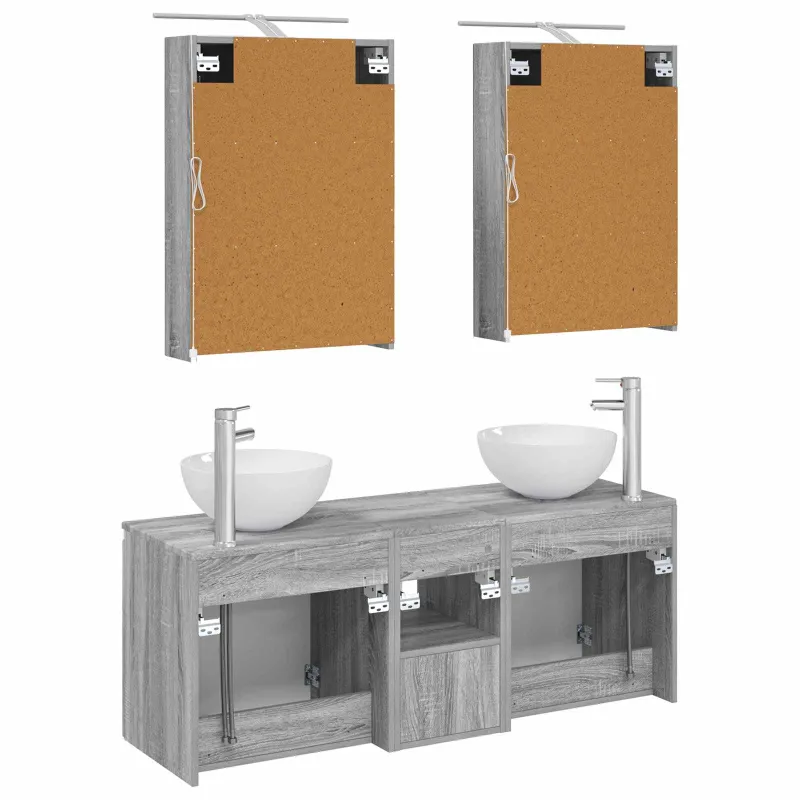 Vonios spintos komplektas 5 pcs Pilka Sonoma 50 x 14,5 x 70 cm