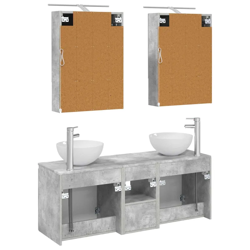 Vonios spintos komplektas 5 pcs Betono pilka 50 x 14,5 x 70 cm