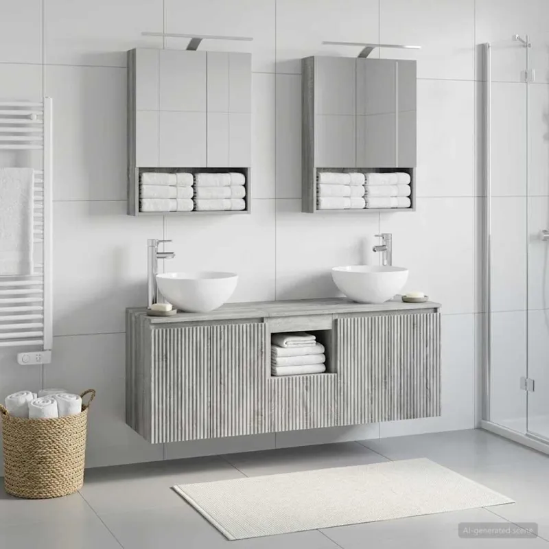 Vonios spintos komplektas 5 pcs Pilka Sonoma 50 x 14,5 x 70 cm