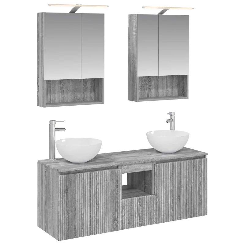 Vonios spintos komplektas 5 pcs Pilka Sonoma 50 x 14,5 x 70 cm