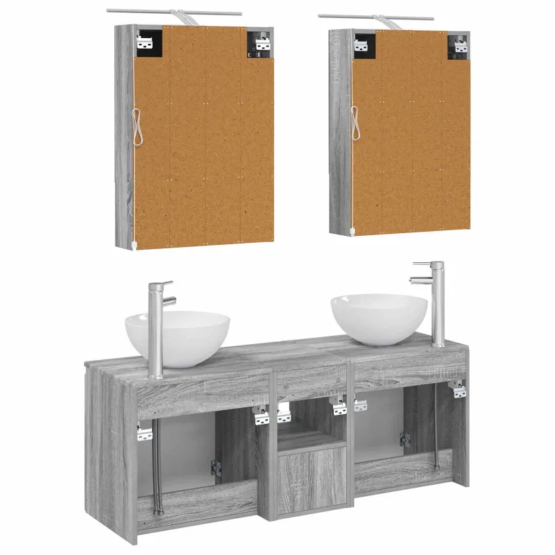 Vonios spintos komplektas 5 pcs Pilka Sonoma 50 x 14,5 x 70 cm