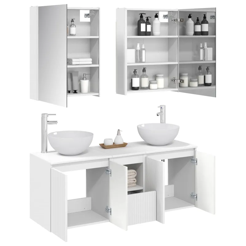 Vonios spintos komplektas 5 pcs Balta 53 x 15,5 x 70 cm