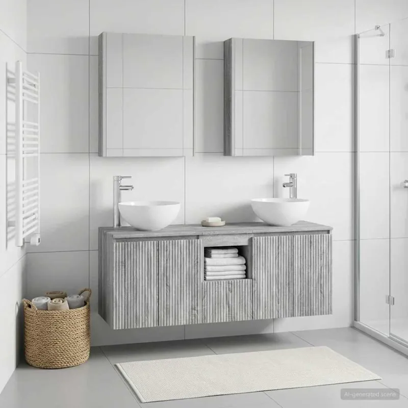 Vonios spintos komplektas 5 pcs Pilka Sonoma 53 x 15,5 x 70 cm