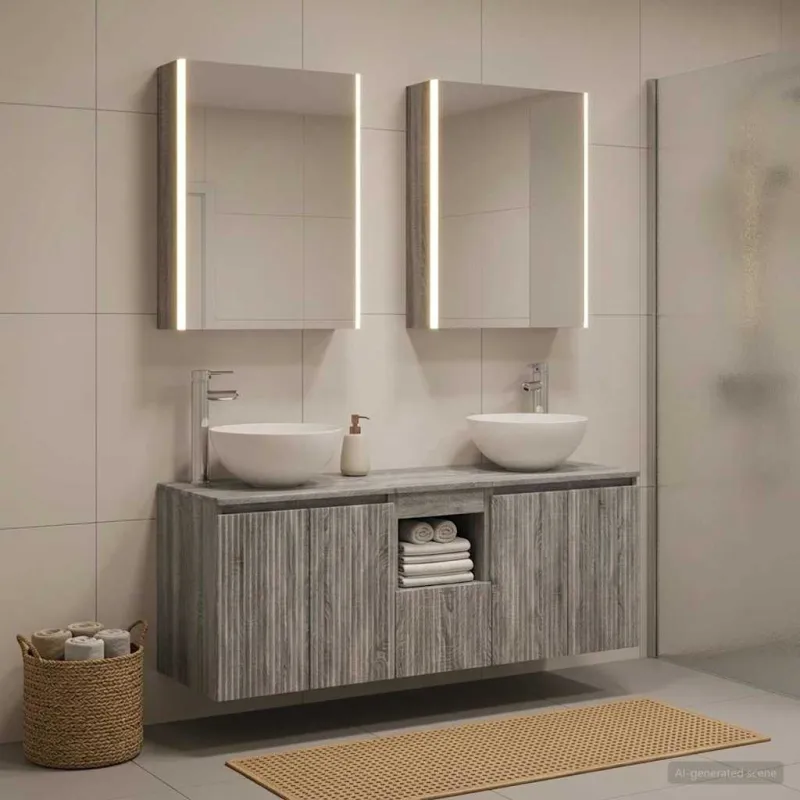 Vonios spintos komplektas 5 pcs Pilka Sonoma 53 x 15,5 x 70 cm