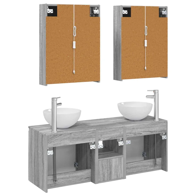Vonios spintos komplektas 5 pcs Pilka Sonoma 53 x 15,5 x 70 cm