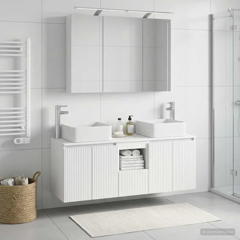 Vonios spintos komplektas 4 pcs Balta 100 x 14,5 x 70 cm