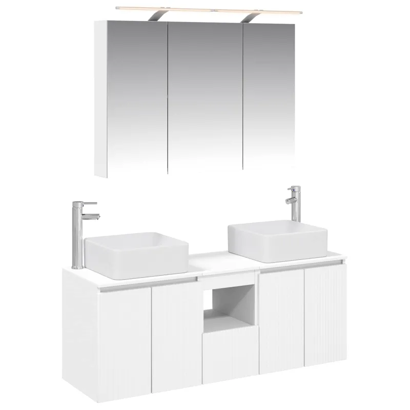 Vonios spintos komplektas 4 pcs Balta 100 x 14,5 x 70 cm