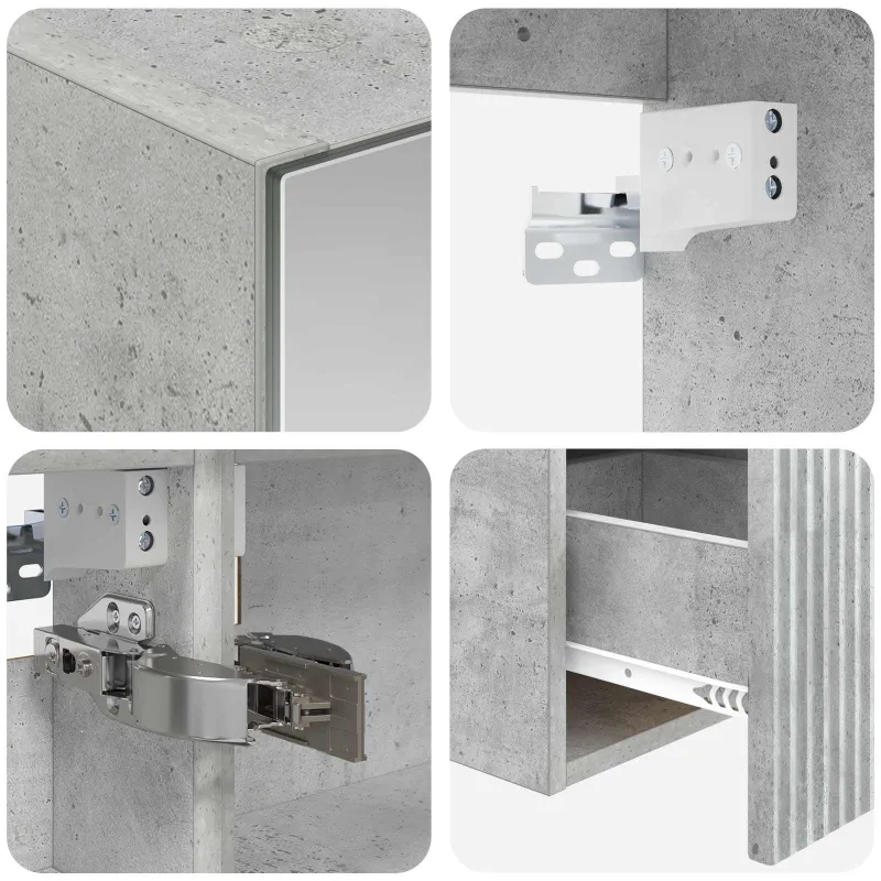 Vonios spintos komplektas 4 pcs Betono pilka 100 x 14,5 x 70 cm