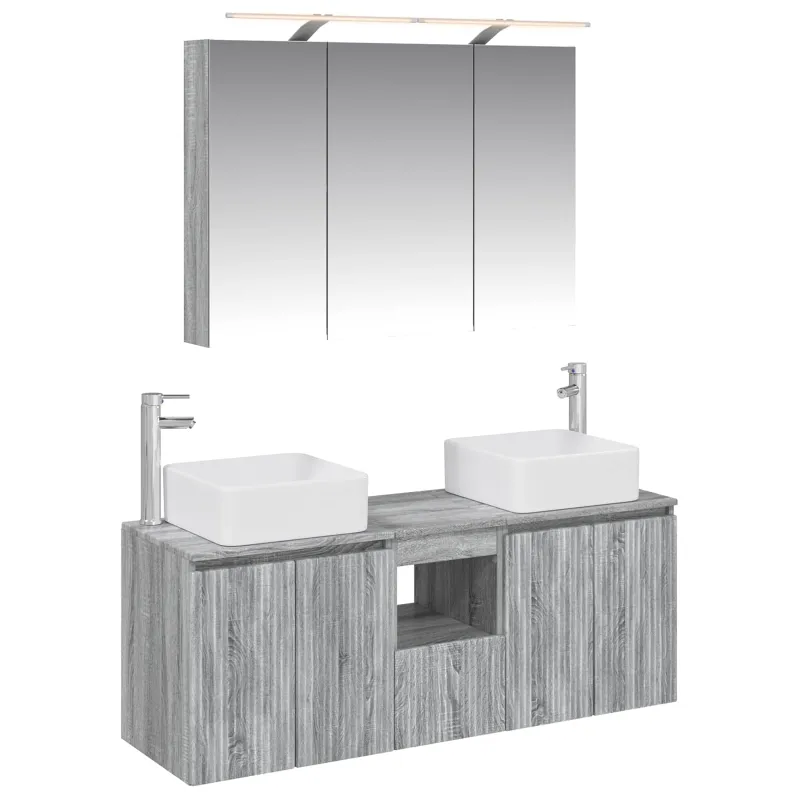 Vonios spintos komplektas 4 pcs Pilka Sonoma 100 x 14,5 x 70 cm
