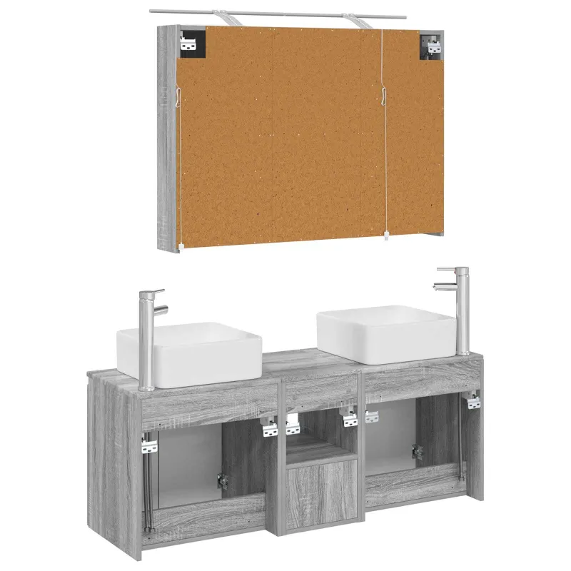 Vonios spintos komplektas 4 pcs Pilka Sonoma 100 x 14,5 x 70 cm