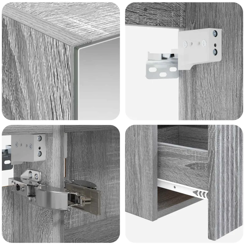 Vonios spintos komplektas 4 pcs Pilka Sonoma 100 x 14,5 x 70 cm