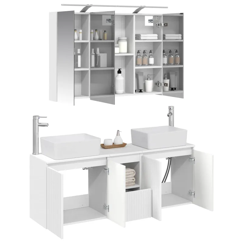 Vonios spintos komplektas 4 pcs Balta Apdirbta mediena