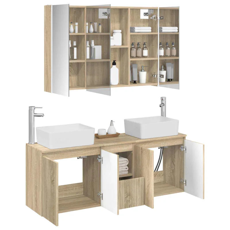 Vonios spintos komplektas 4 pcs Sonoma ąžuolas Apdirbta mediena