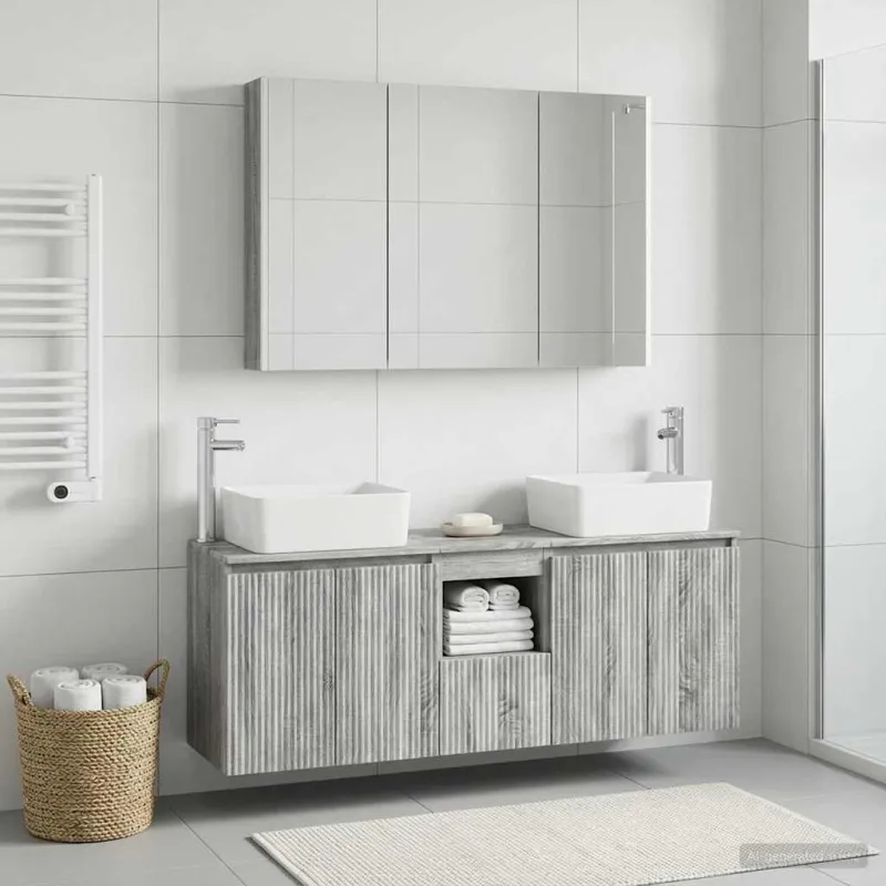 Vonios spintos komplektas 4 pcs Pilka Sonoma Apdirbta mediena