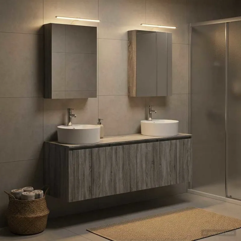 Vonios spintos komplektas 5 pcs Pilka Sonoma Apdirbta mediena