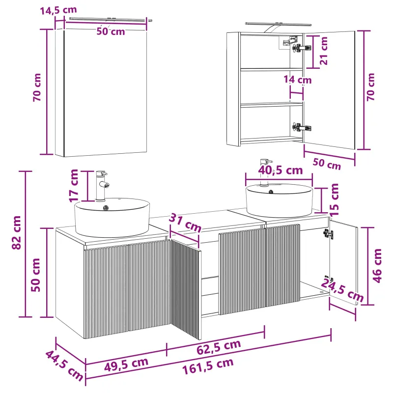 Vonios spintos komplektas 5 pcs Sendintos medienos