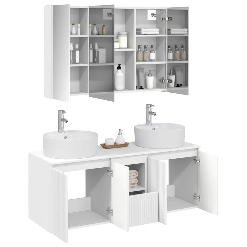 Vonios spintos komplektas 4 pcs Balta Apdirbta mediena