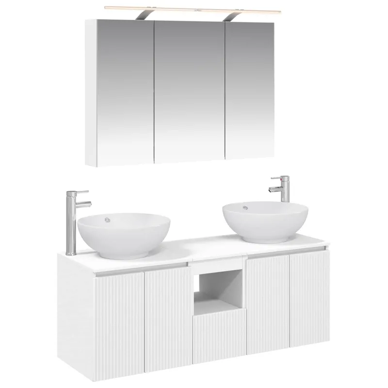 Vonios spintos komplektas 4 pcs Balta Apdirbta mediena
