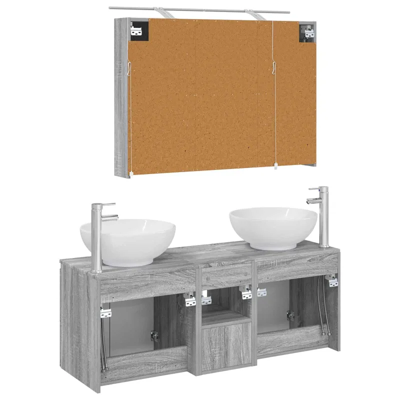 Vonios spintos komplektas 4 pcs Pilka Sonoma Apdirbta mediena
