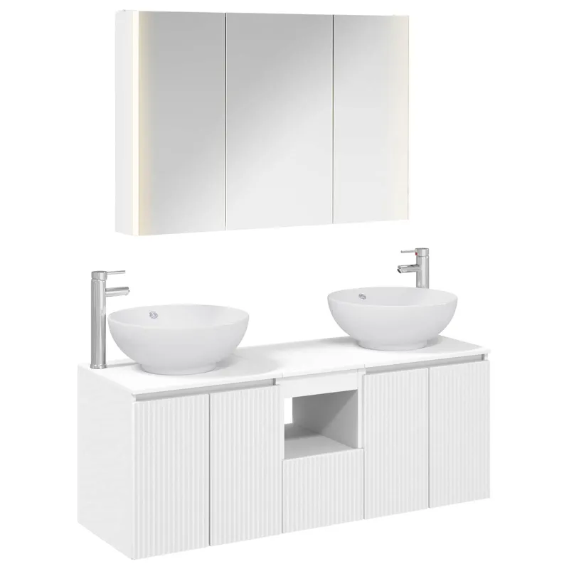 Vonios spintos komplektas 4 pcs Balta Apdirbta mediena