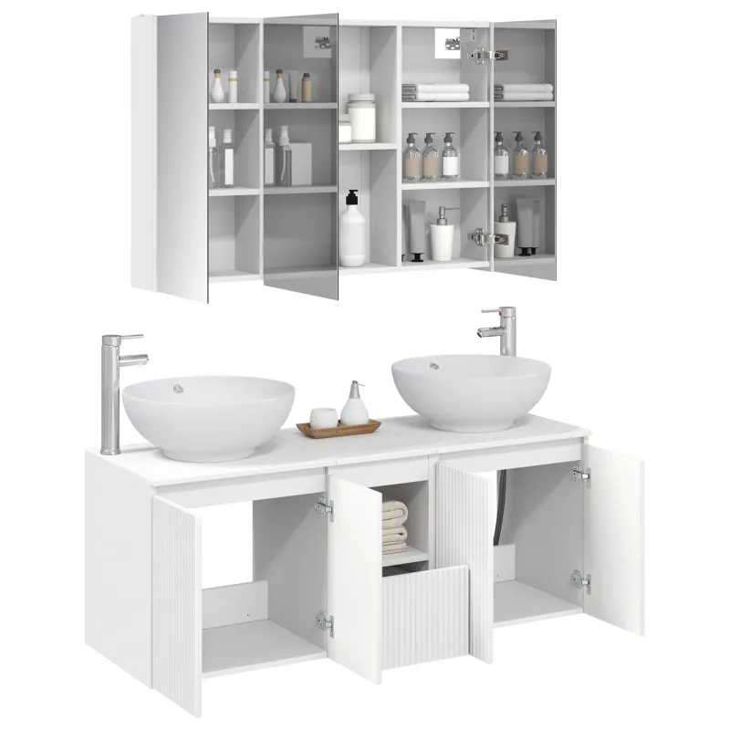 Vonios spintos komplektas 4 pcs Balta Apdirbta mediena
