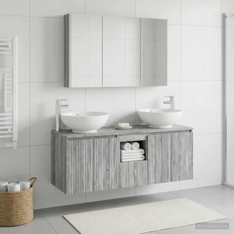 Vonios spintos komplektas 4 pcs Pilka Sonoma Apdirbta mediena