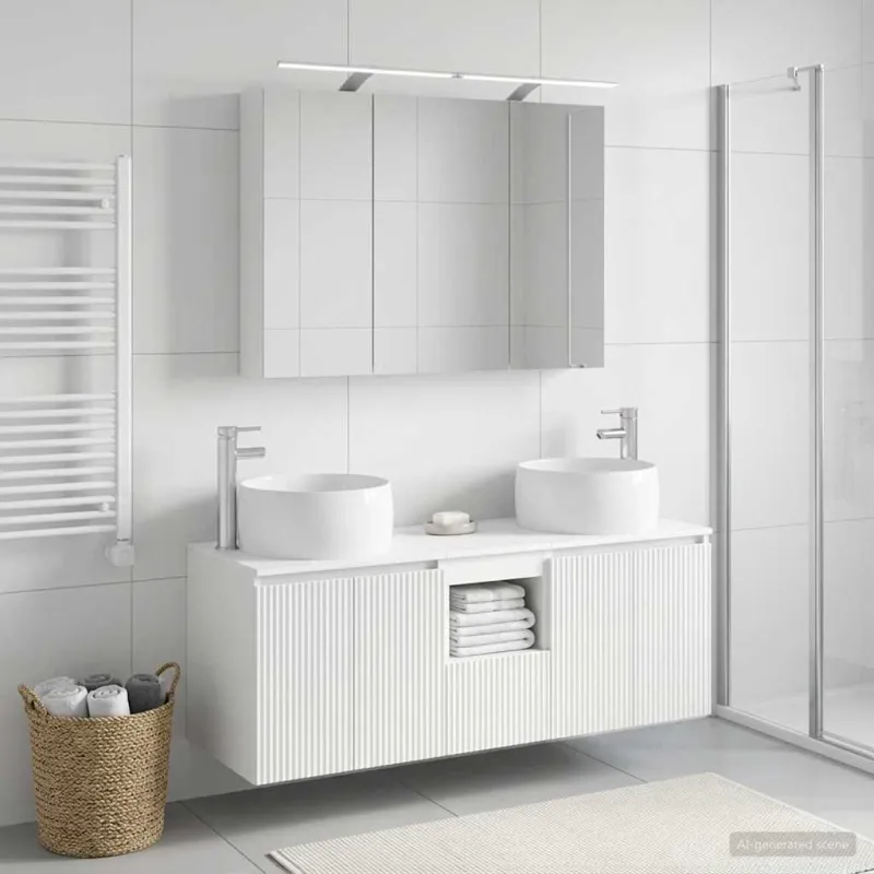 Vonios spintos komplektas 4 pcs Balta Apdirbta mediena
