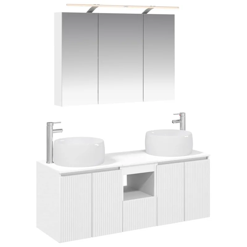 Vonios spintos komplektas 4 pcs Balta Apdirbta mediena