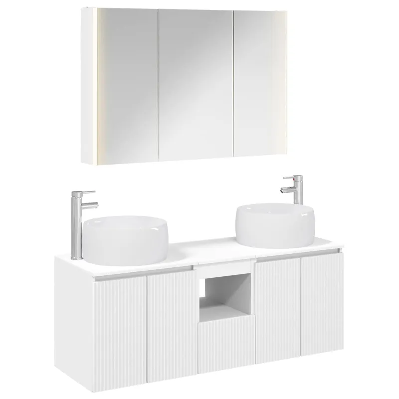 Vonios spintos komplektas 4 pcs Balta Apdirbta mediena