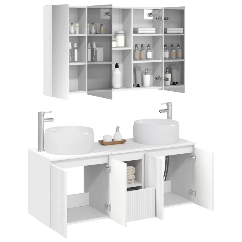 Vonios spintos komplektas 4 pcs Balta Apdirbta mediena