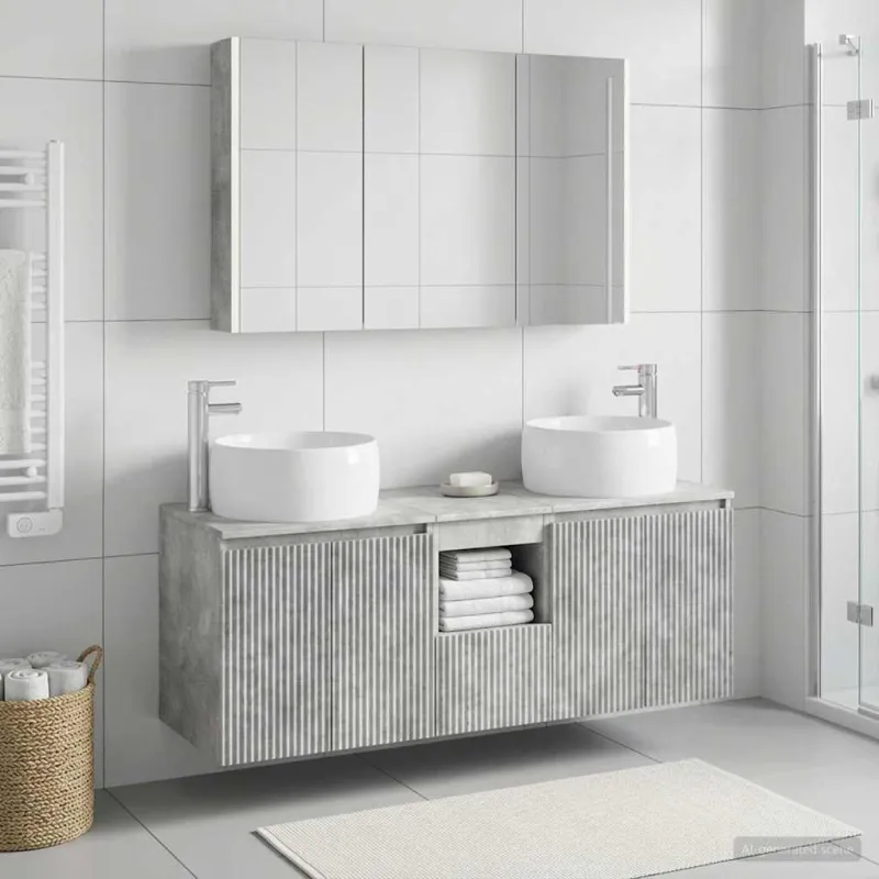 Vonios spintos komplektas 4 pcs Betono pilka Apdirbta mediena