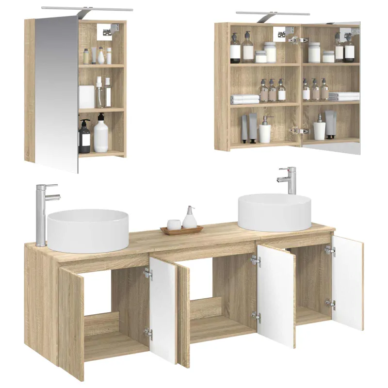 Vonios spintos komplektas 5 pcs Sonoma ąžuolas Apdirbta mediena