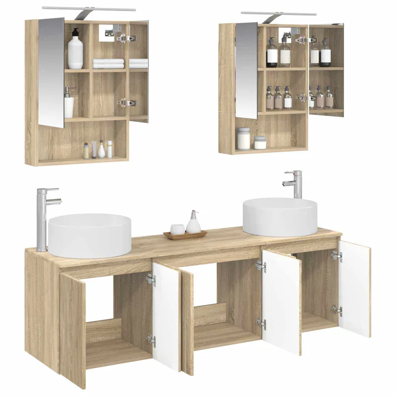 Vonios spintos komplektas 5 pcs Sonoma ąžuolas Apdirbta mediena