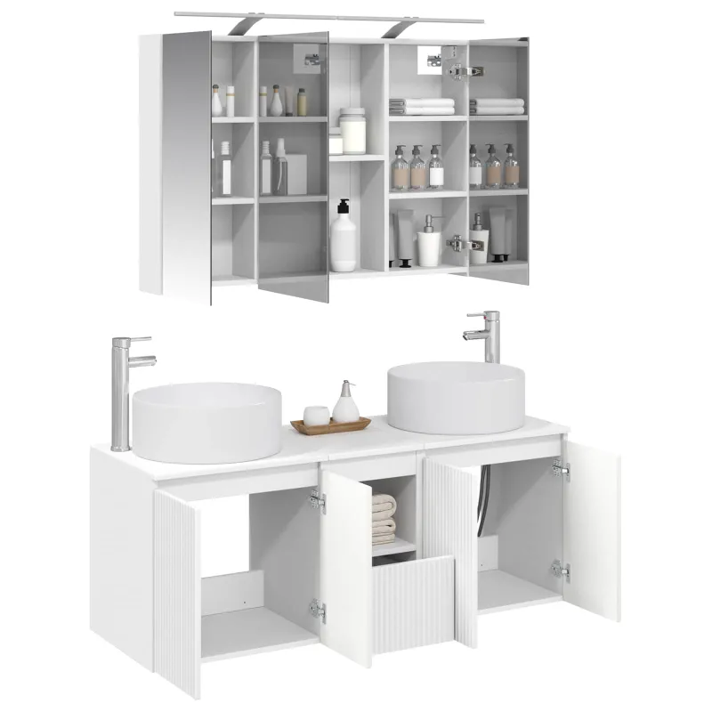 Vonios spintos komplektas 4 pcs Balta 100 x 14,5 x 70 cm