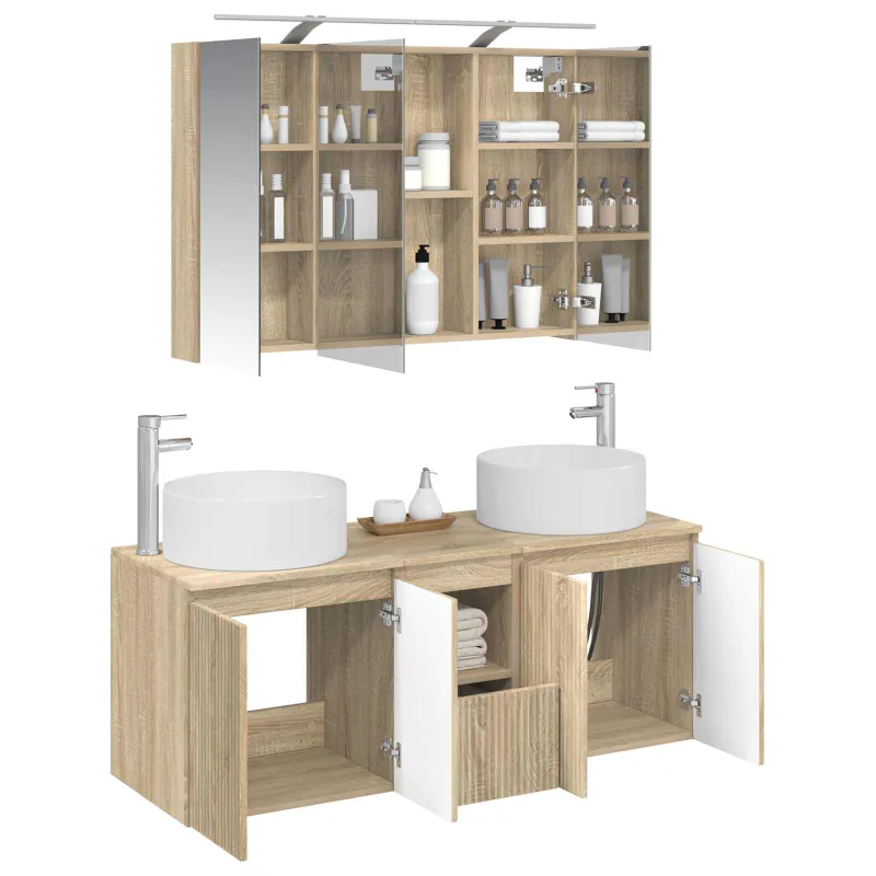 Vonios spintos komplektas 4 pcs Sonoma ąžuolas