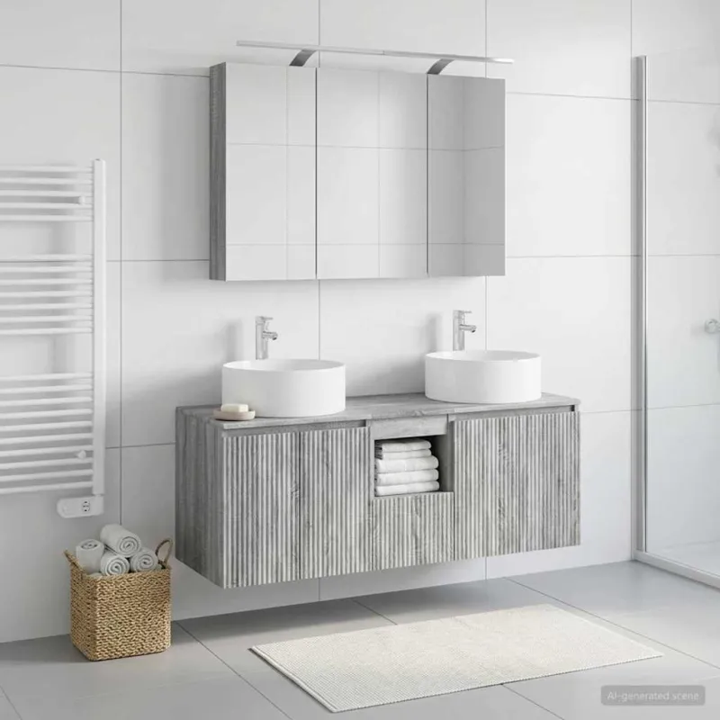 Vonios spintos komplektas 4 pcs Pilka Sonoma 100 x 14,5 x 70 cm