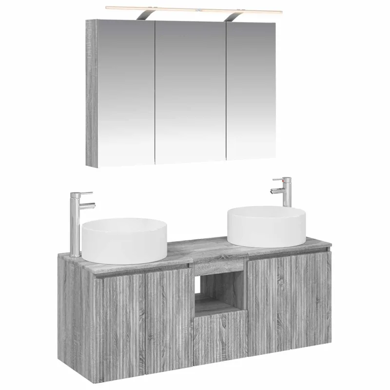 Vonios spintos komplektas 4 pcs Pilka Sonoma 100 x 14,5 x 70 cm