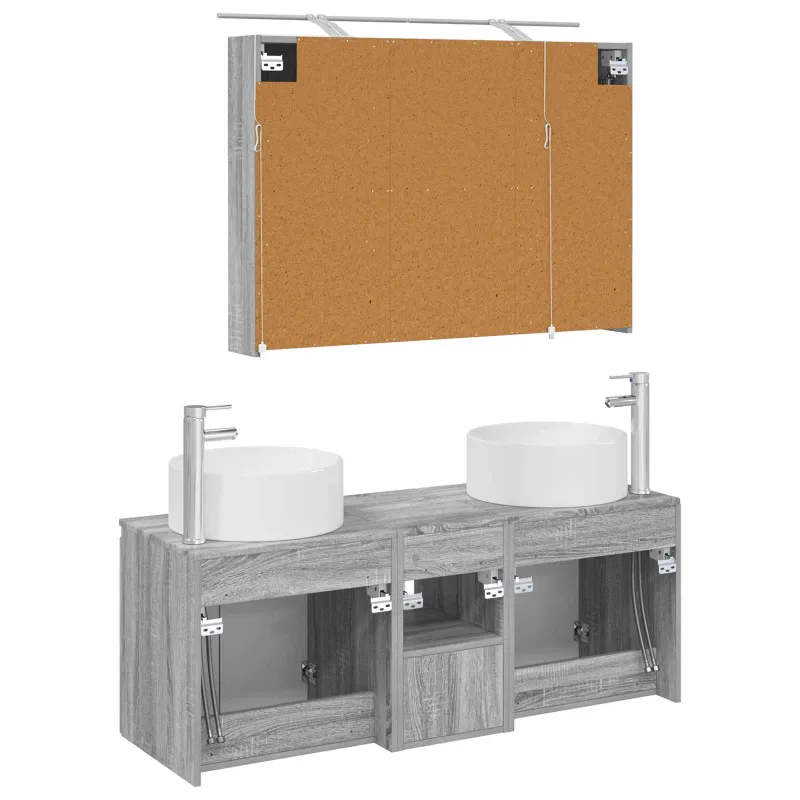 Vonios spintos komplektas 4 pcs Pilka Sonoma 100 x 14,5 x 70 cm