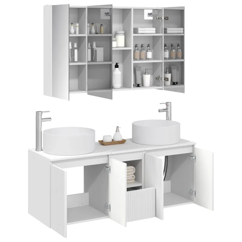 Vonios spintos komplektas 4 pcs Balta 103,5 x 15,5 x 70 cm