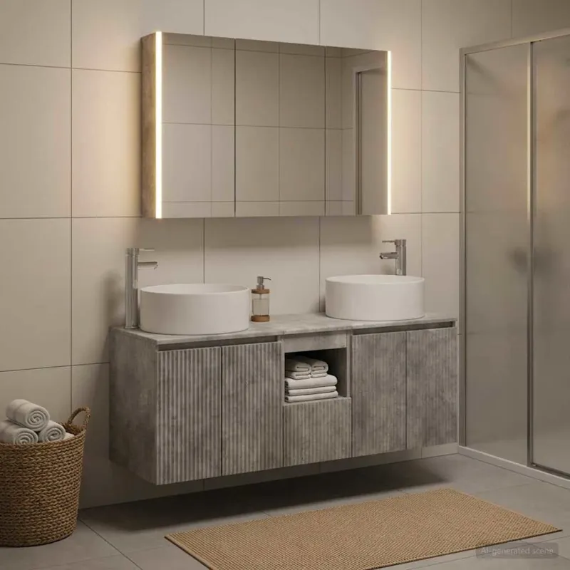 Vonios spintos komplektas 4 pcs Betono pilka