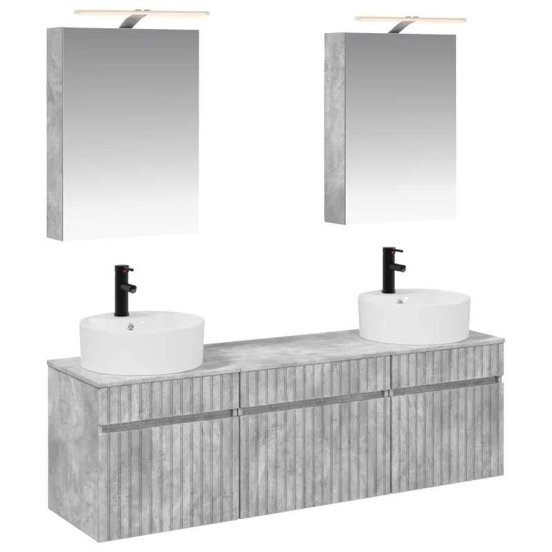 Vonios spintos komplektas 5 pcs Betono pilka 50 x 14,5 x 70 cm