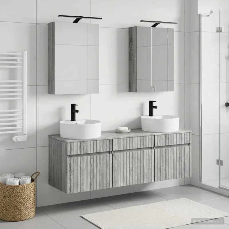 Vonios spintos komplektas 5 pcs Pilka Sonoma 50 x 14,5 x 70 cm