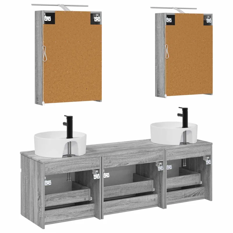 Vonios spintos komplektas 5 pcs Pilka Sonoma 50 x 14,5 x 70 cm