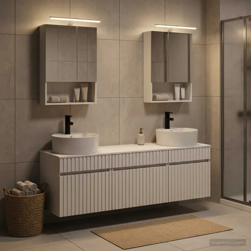 Vonios spintos komplektas 5 pcs Balta 50 x 14,5 x 70 cm