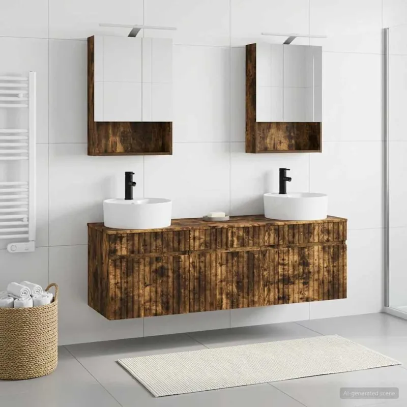Vonios spintos komplektas 5 pcs Dūminio ąžuolo
