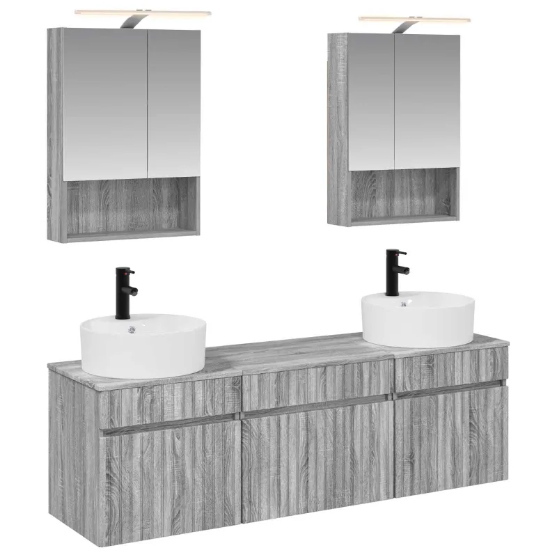 Vonios spintos komplektas 5 pcs Pilka Sonoma 50 x 14,5 x 70 cm