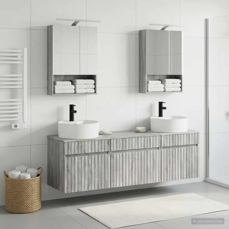Vonios spintos komplektas 5 pcs Pilka Sonoma 50 x 14,5 x 70 cm