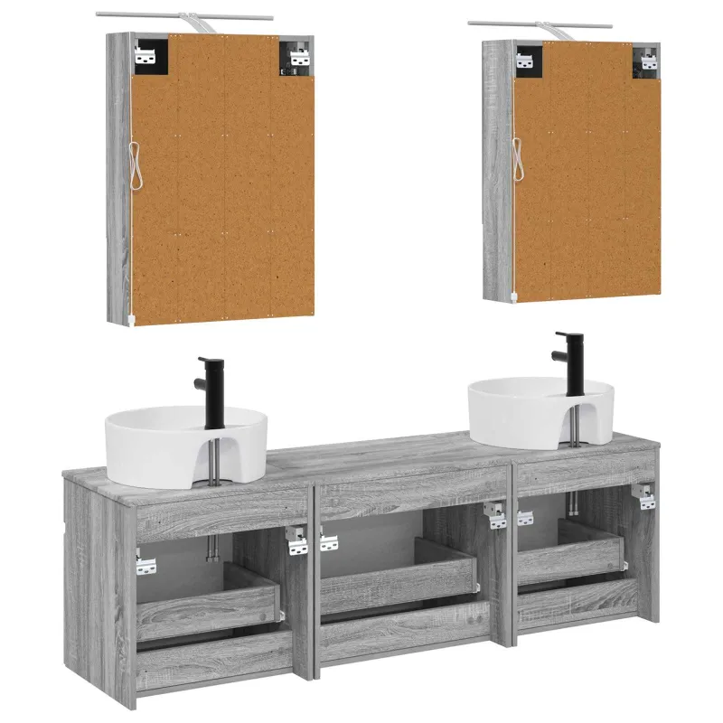 Vonios spintos komplektas 5 pcs Pilka Sonoma 50 x 14,5 x 70 cm